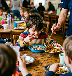 Children eating lunch together