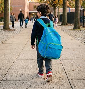 Child carrying a school bag